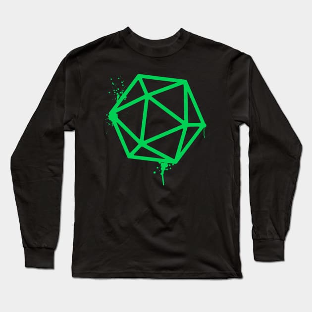 D20 Dice Green Tabletop RPG Gaming Long Sleeve T-Shirt by pixeptional